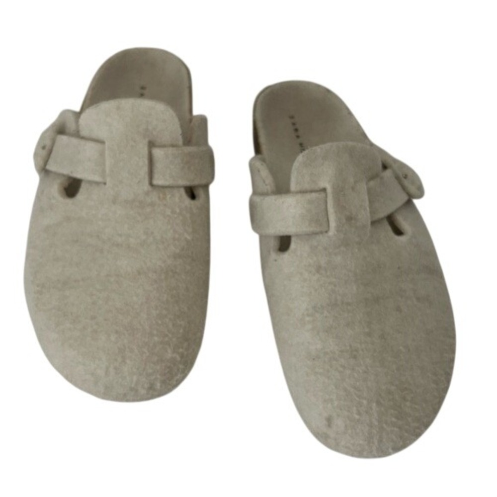 Zara Home Felt Lined Adjustable Buckle Mule Clog Sip On House Outdoor Slipper 36